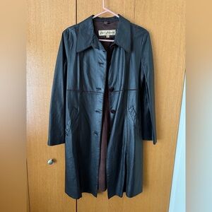 Rem Garson Dark Leather Trench Coat